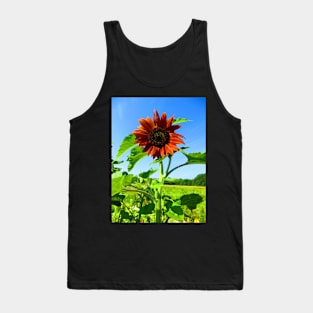 Gorgeous Rusty Red Autumn Sunflower Tank Top